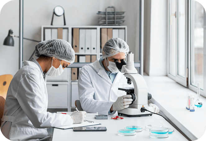 Clinical researchers working in laboratory